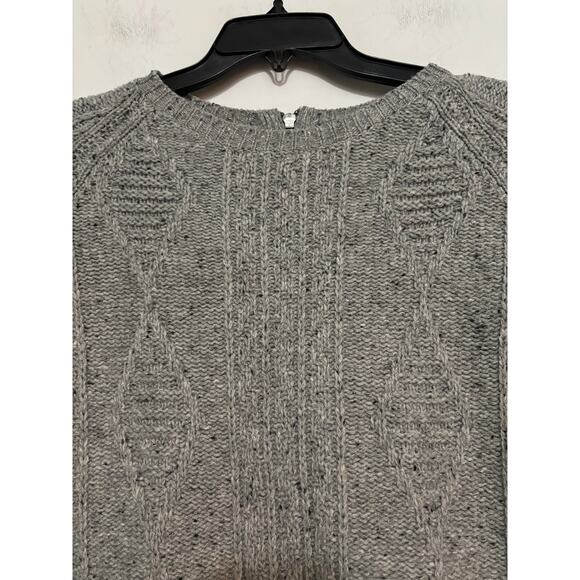 Madewell Palaside Merino Wool Zipper Back Gray Cable Knit Sweater XS - Picture 4 of 7